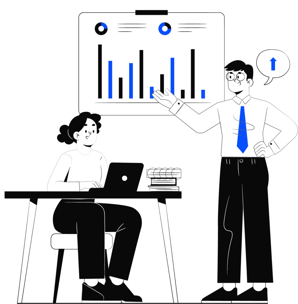 Team illustration discussing marketing strategy